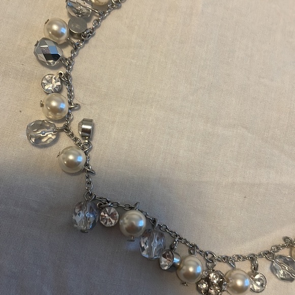 Silver Rhinestone and Pearl Necklace - Picture 5 of 6
